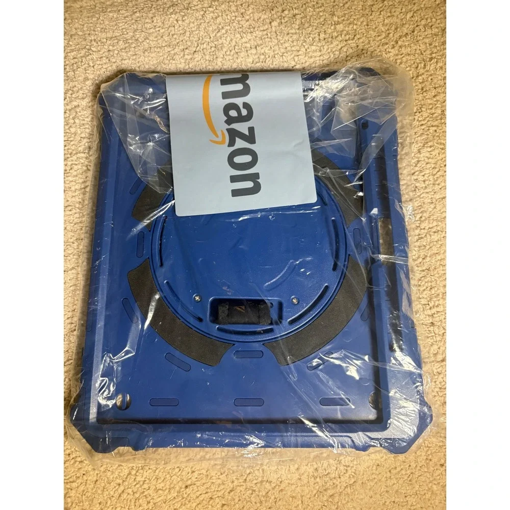 Ipad 16 Blue Rugged Tablet Case with 360 Rotating Hand Strap and Kickstand 12x10